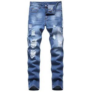 LILUO Casual trousers Man denim jeans ripped slim jeans streetwear Clothing pants