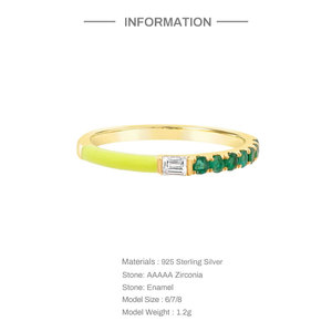 CANNER Simple Ins Single Row Diamond Drop Oil Enamel Stacking <b>Couple</b> Gift Girls <b>Ring</b> - Product Image 4