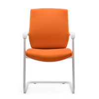 Accoudoir en cuir PU orange cadre blanc ordinateur gestionnaire visiteur travail bureau chaise de bureau