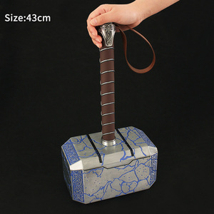 Marteau de <span class=keywords><strong>Thor</strong></span> en métal, alliage de zinc massif, 43 cm, réplique grandeur nature de Mjolnir, gravure de runes bleues craquelées, pour collection de bureau - Product Image 3