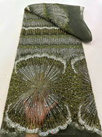 Dentelle en filet de perles colorées NI.AI, dentelle nigériane perlée et à sequins pour robe de mariée, tissu pour femmes