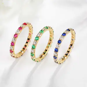 실험실 성장 블루 사파이어 골드 반지 에메랄드 보석 moissanite 결혼 반지 k 골드 1.5mm 데프 moissanite 및 실험실 보석 밴드