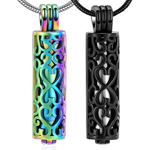 Stainless Steel Pendant Necklace Perfume Bottle <b>Locket</b> Hollow Openable Urn Keepsake Vial Aromatherapy <b>Memorial</b> Jewelry - Product Image 2