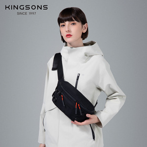 Kingsons Men's <b>Chest</b> Bag Nylon Water Repellent Multi Layer <b>Storage</b> Crossbody Bag For Leisure Travel Unisex - Product Image 3