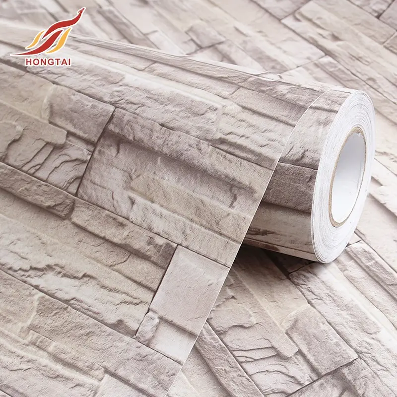 Hot Sell moisture-Proof eco-friendly adhesive 3d brick wallpaper for household 1.22*50m roll