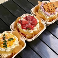 Wegwerp 6 inch witte bagasse suikerriet voedselverpakking clamshell hamburgerdozen voor dessert, cake, fruitsalade, afhaalmaaltijden