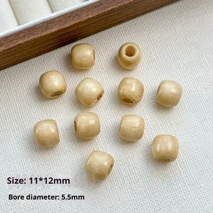 10 pièces/sac Perles d'espacement en bois massif, étoile, lune, Bodhi, perles rondes à grand trou pour bracelet et collier faits à la main - Product Image 6