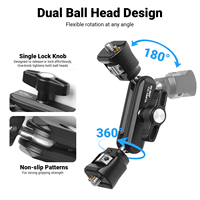 Bras articulé double rotule réglable avec vis 1/4'' et broche de positionnement 360° °   Rotule pivotante en aluminium