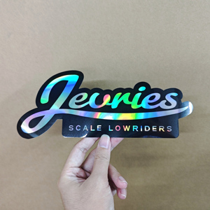 Etiqueta de vinil transparente, etiqueta de anime holográfica fosca, arco-íris com glitter - Product Image 4