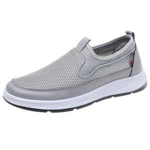 Chaussures de marche tendance pour hommes, respirantes et amortissantes, avec empeigne en maille légère, semelle en PU et fermeture éclair, style mocassins de jogging - Product Image 1