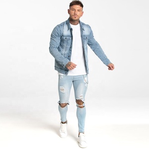 High Quality Oem Washed Jeans <strong>Jacket</strong> <strong>Light</strong> Blue Denim <strong>Mens</strong> <strong>Jackets</strong> - Product Image 6