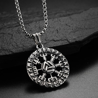 Leamge — Collier Homme Vintage, bijoux, pendentif en acier inoxydable, Rune disques, style Viking, nouvelle collection