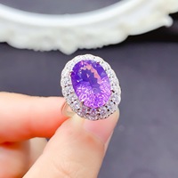 Cincin Statement Amethyst Alami Besar Grosir Perak Sterling 925 Batu Permata Ungu Ukuran Besar Harga Pabrik