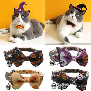 Feliz Halloween gato <span class=keywords><strong>Collar</strong></span> con campana Bowknot cachorro gatito <span class=keywords><strong>collar</strong></span> ajustable hebilla de seguridad Correa Chihuahua pajarita suministros para mascotas - Product Image 5