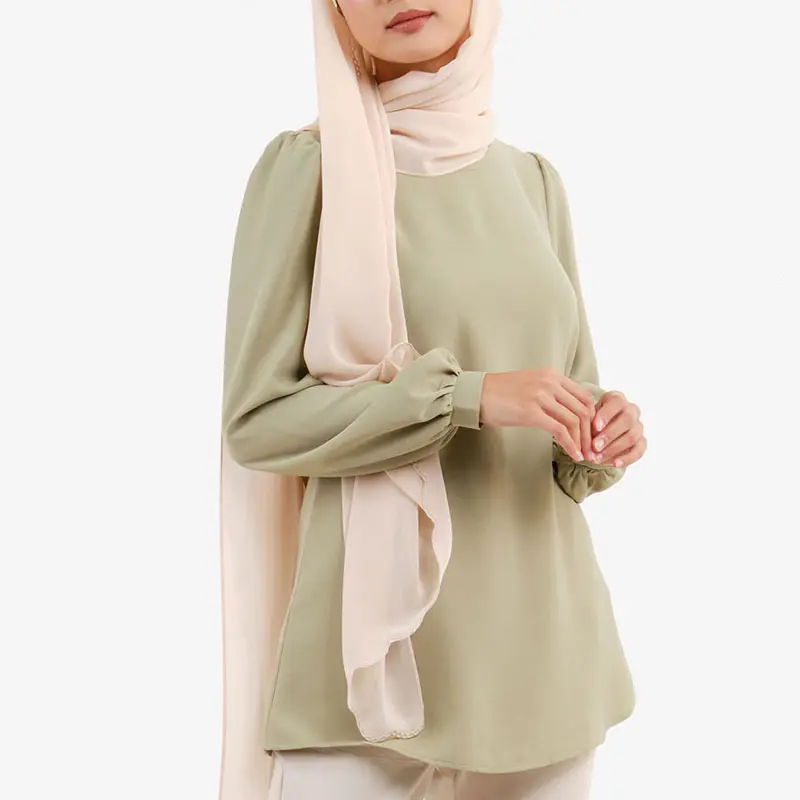 Blusas y camisas para mujeres femininas chiffon basicas casual blusas de mujer moda2023 muslim blouse muslimah women malaysia