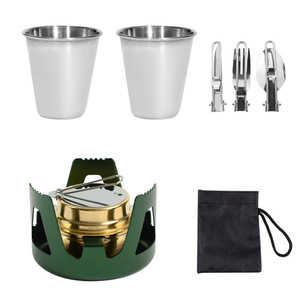 Ensemble de cuisine d'extérieur 3-4L, portable, ultra léger, double usage pour le camping, la randonnée, les voyages, avec mousqueton et réchaud - Product Image 3
