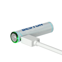 Baterai Isi Ulang USB-C BESTON 4-Pack AAA 1.5V Output Konstan 600mWh Li-ion dengan Kabel Pengisian 1-ke-2 Tersedia