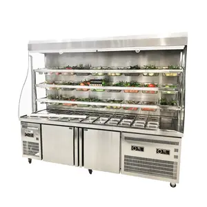 Hot selling restaurant supermarket Freeze cabinet glass door showcase fresh-keeping cabinet display fridge