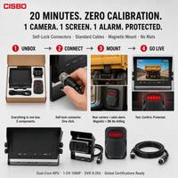 Système de vision arrière de véhicule intelligent CISBO C98AI-107B 7 pouces avec haut-parleur d'alarme externe, système de détection d'angle mort BSM et aide au stationnement en marche arrière