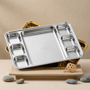 Stainless Steel Polished Eco-Friendly Korean Style Solid Pattern Party Kitchen Tray Sauce <b>Dipping</b> Rectangle Snack Plate Metal - Product Image 4