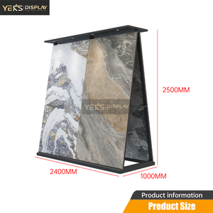 Présentoirs pliables portables double face Yeks personnalisés pour plaques de marbre et de roche, pour présentation verticale sur le sol en métal en showroom - Product Image 2