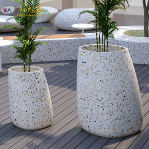 New Stone Building Materials Cylindrical Flower Pots Light Gray GRC <b>Planters</b> For Villa Courtyard Decoration - Product Image 1