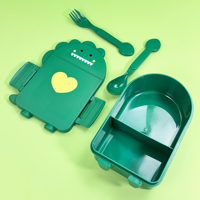 Boîte à lunch rectangulaire pour enfants avec fourchette et cuillère, réutilisable, en plastique durable, anti-fuite, idéale pour les voyages, grande taille pour tout-petits