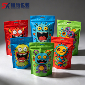 Pochette refermable anti-odeur et anti-humidité en Mylar, résistante aux enfants, avec fermeture éclair à 3 côtés, en feuille de polyester, 3,5g, 7g, 14g, 28g, faible coût - Product Image 1