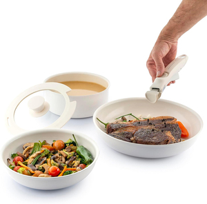 Modern <b>Ceramic</b> Non-Stick Cookware Set 4-Piece Detachable Handle With Glass Lids - Product Image 3
