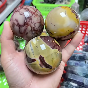 1 bola de cristal de esferas de Moonkite natural, diseño de mármol vibrante, decoración del hogar de piedra natural con remolinos dorados, marrones y blancos - Product Image 6