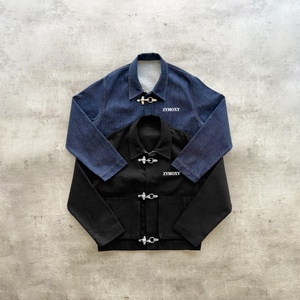 Ensembles de vêtements personnalisés en jean denim, coupe oversize, épais, avec boucle de pompier et fermoir de pompier, en denim selvedge japonais brut - Product Image 3