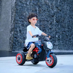 Electric Motorcycle For Kids 3-6 Years Old With 3 Wheels And Red Rims Blue Body Design Safe Ride For Boys And Girls - Product Image 1