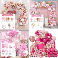 Kit de bricolage en forme d'arche de ballons roses, décorations de fête pour fille, fournitures de fête pour premier anniversaire de princesse, pour kit de décoration de ballons, vente en gros