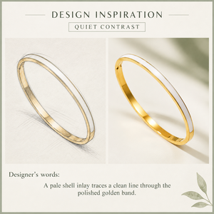 กำไลข้อมือฝังเปลือกหอย สแตนเลสและเปลือกหอย ชุบสุญญากาศทอง 14K - Product Image 5