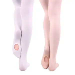 Venta al por mayor terciopelo 90D fino profesional cavar agujero baile pantimedias blanco carne Rosa niñas Ballet calcetines Medias de prueba