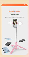 Kit de support de téléphone portable pour diffusion en direct Z6d Selfie Stick 4 en 1 avec double anneau lumineux LED, stabilisateur portable, perche extensible et trépied