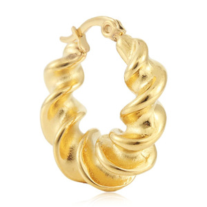 Pendientes de Aro con Diseño Trenzado en Oro, Acero Inoxidable, Joyería de Moda 19051 - Product Image 5
