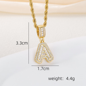 Collana con Ciondolo Hip Hop con 26 Lettere, Zirconi Baguette, Ciondoli con Lettere dalla <span class=keywords><strong>A</strong></span> alla <span class=keywords><strong>Z</strong></span> per Gioielli Fai-da-Te, Tendenza Moda Femminile 2025 - Product Image 2