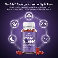 Gummies pour le sommeil OEM ODM avec baies d'églantier, mélatonine, échinacée, zinc et mélange de vitamine C, double soutien pour un sommeil réparateur et le bien-être immunitaire