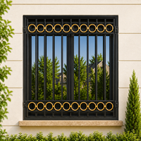 Grille de sécurité circulaire décorative en aluminium noir et doré pour fenêtre, protection antivol extérieure pour façade de villa