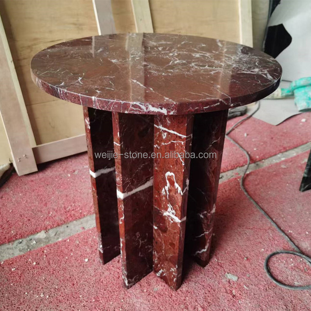 Hot Sale New Design Indoor Side Table Top Craft Table Red Round Marble Coffee Table for Living Room