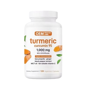 120 Cápsulas de Cúrcuma Orgánica con Curcumina, Suplemento Antioxidante y para el Soporte de Articulaciones, 95% Curcuminoides con Pimienta Negra y Jengibre - Product Image 1