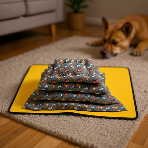 Set di Quattro Tappetini Antiscivolo per Cani con Motivo Quadrato sul Fondo - Product Image 3
