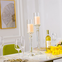 K-2040 décorations de table de mariage ronde bougeoir en cristal avec abat-jour