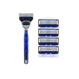 Maquinilla de afeitar manual Fu Shun de 6 cuchillas para afeitar la cara de los hombres con recortador, color azul - Product Image 2