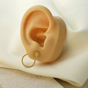 Geometric Hoop Earrings Gold 316 Stainless Steel Minimalist Design For Women - Product Image 3