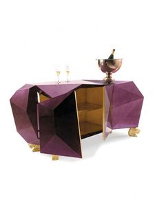 Aparador de Lujo con Diseño Geométrico y Gemas, Mueble de <span class=keywords><strong>TV</strong></span> de Metal y Madera con Acabado Pintado, Mesa Consola Decorativa con Cajones y Detalles de Diamantes - Product Image 6