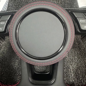 Volant en cuir à fond plat Sport de haute qualité pour Audi S6 S7 A4 A5 A6 A7 Q3 Q5 A3 S3 S8 R8 cuir perforé <span class=keywords><strong>noir</strong></span> - Product Image 3