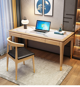 आधुनिक चीनी शैली ठोस लकड़ी डबल डेस्क घर कार्यालय के लिए सरल वयस्क लेखन डेस्क - Product Image 3