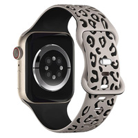Bracelet de montre en silicone à imprimé léopard bicolore, souple et respirant, pour Apple Watch Ultra Series 46 mm 49 mm